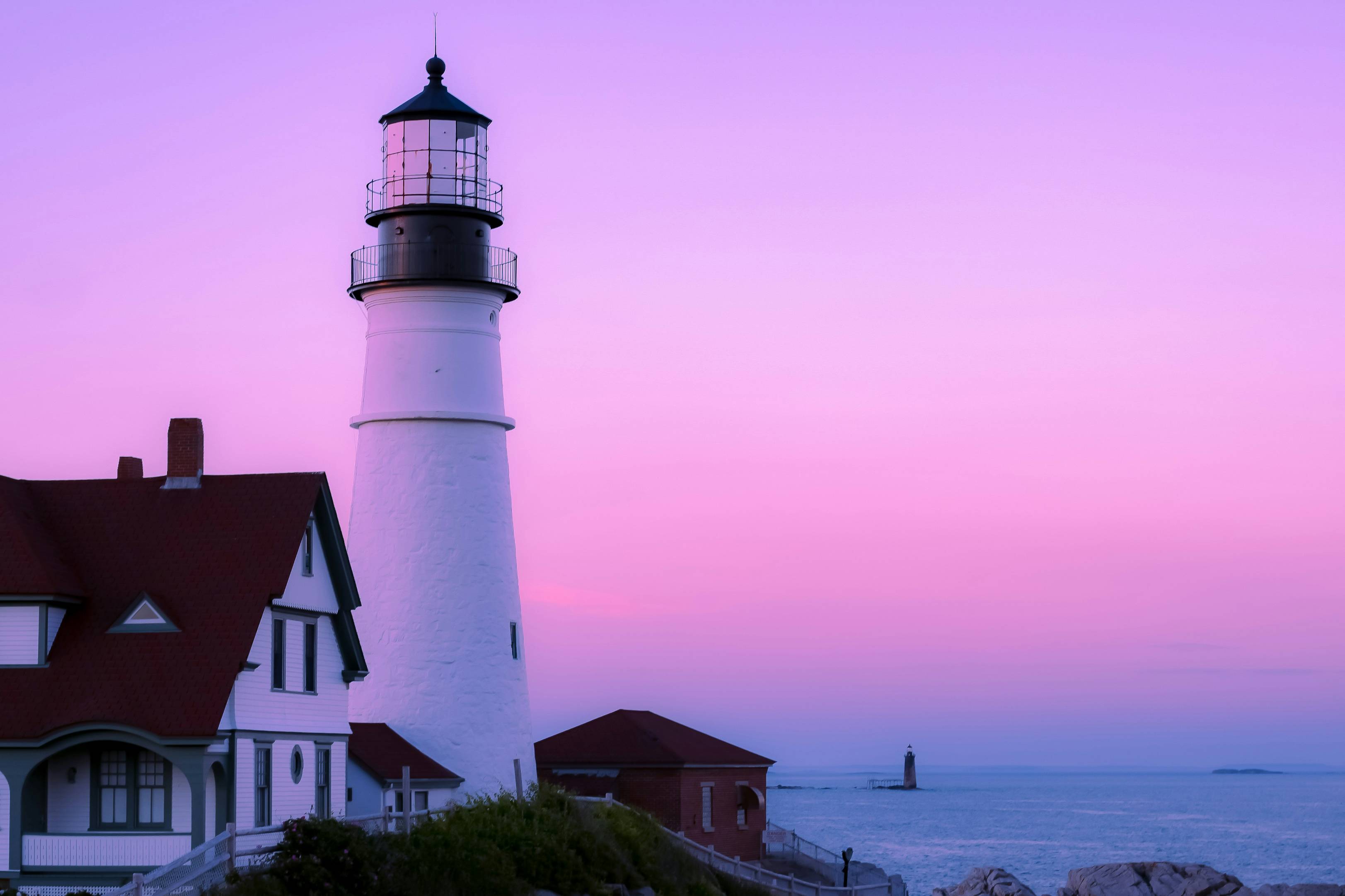 in distant white lighthouse